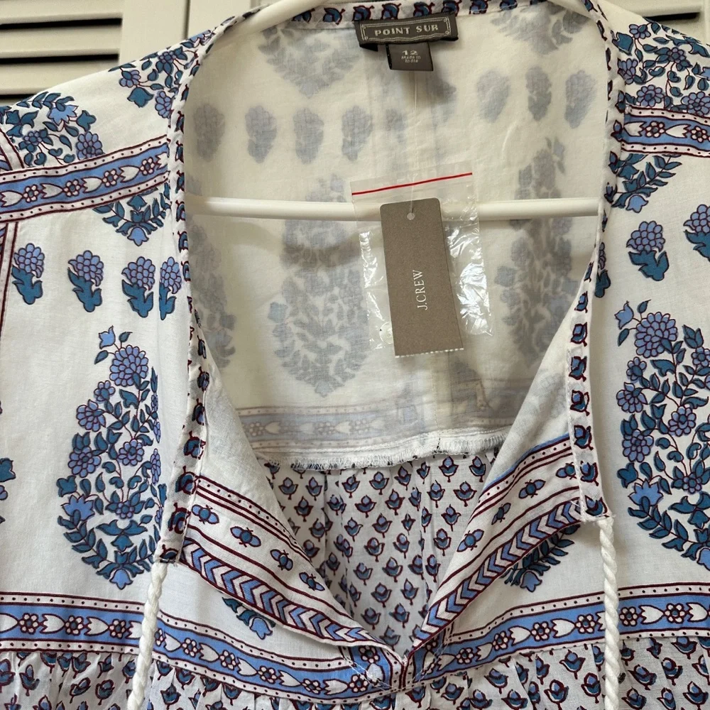 J. Crew Point Sur Boho 100% Cotton Top Long Sleeve Size 12 - Picture 13 of 14